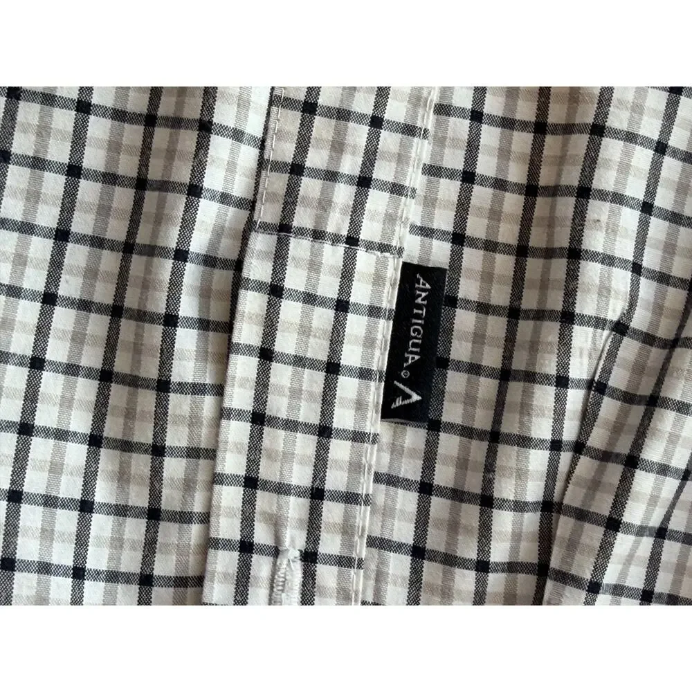 NC State Wolfpack Shirt Men 2XL Black/White Plaid Button Up Dress Long Sleeve